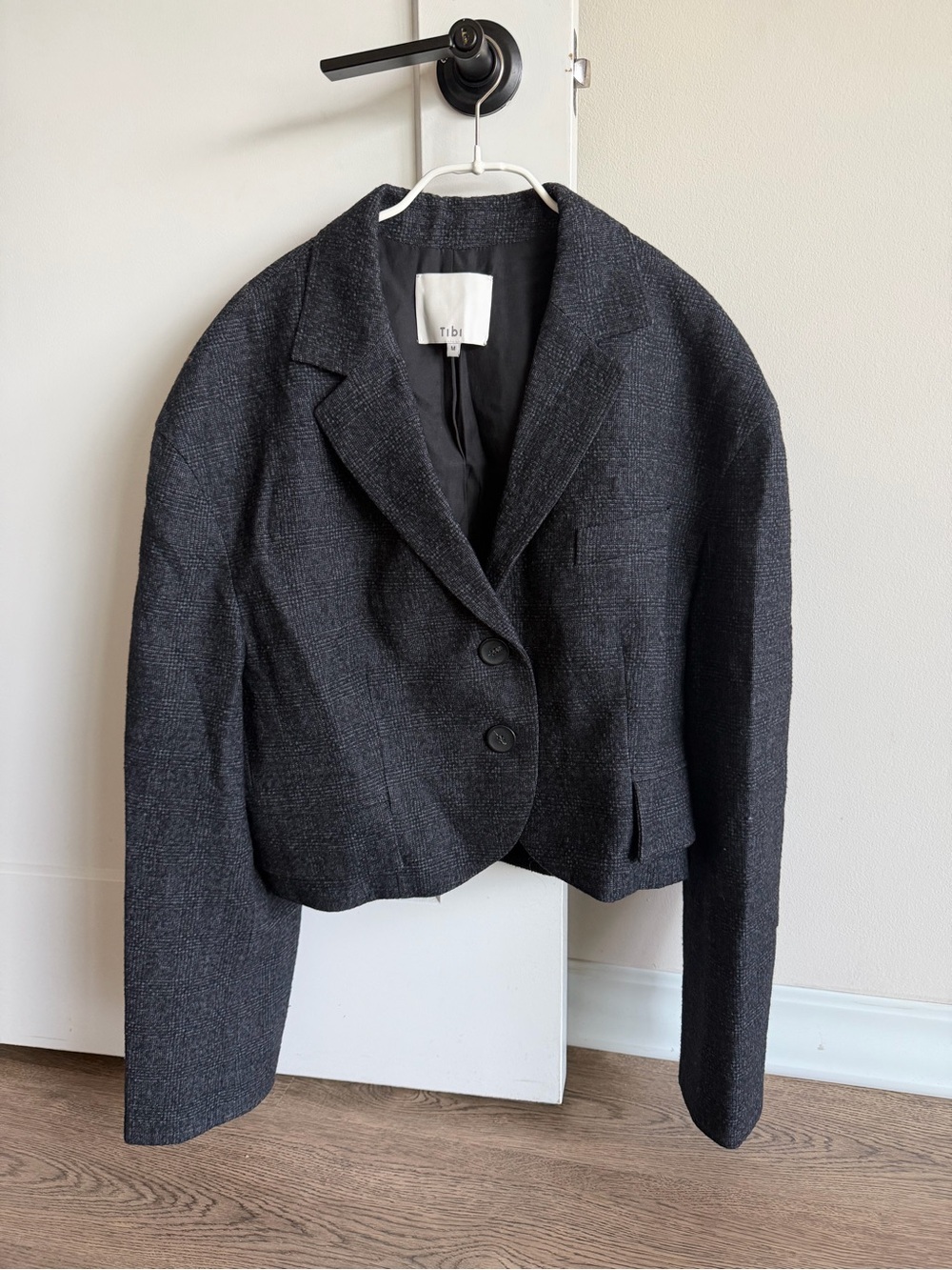 Tibi Kian Glenplaid Cropped Bomber Blazer